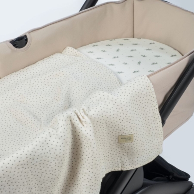 Set de Sábana bajera ajustable para capazo + muselina Mimosa Verde - Imagen 2