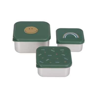 Set de 3 cajitas para alimentos Smile green