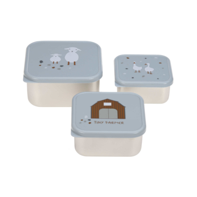 Set de 3 cajitas para alimentos Tiny farmer blue