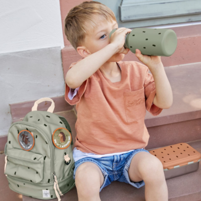 Botella de acero Happy prints verde oliva claro - Imagen 2