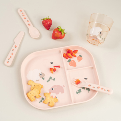 Pack de 3 cubiertos infantiles Tiny Farm Rosa - Imagen 2
