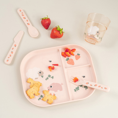 Plato infantil con compartimentos Tiny Farm Rosa - Imagen 2