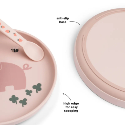 Plato infantil redondo Tiny Farm Rosa - Imagen 3