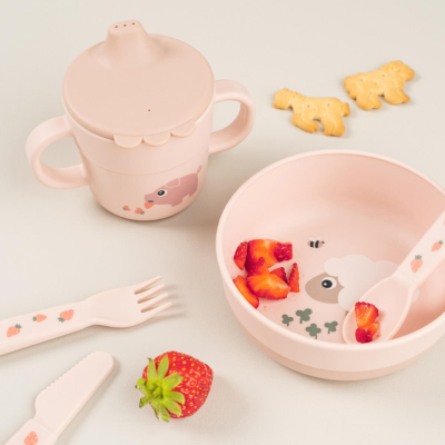Taza para niños con asas Tiny Farm Rosa - Imagen 2