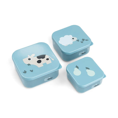 Set de 3 cajitas para alimentos Tiny Farm Azul