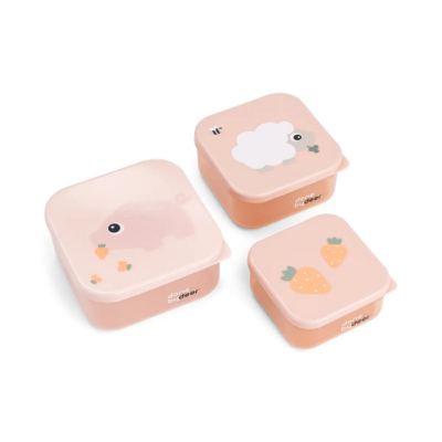 Set de 3 cajitas para alimentos Tiny Farm Rosa