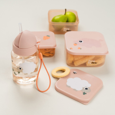 Botella infantil con caña Tiny Farm Rosa - Imagen 2