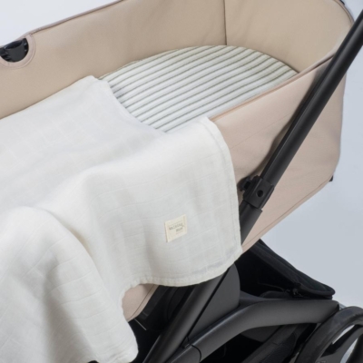 Set de Sábana bajera ajustable para capazo + muselina Botton Raya - Imagen 2