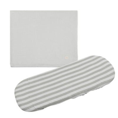 Set de Sábana bajera ajustable para capazo + muselina Sintra Verde