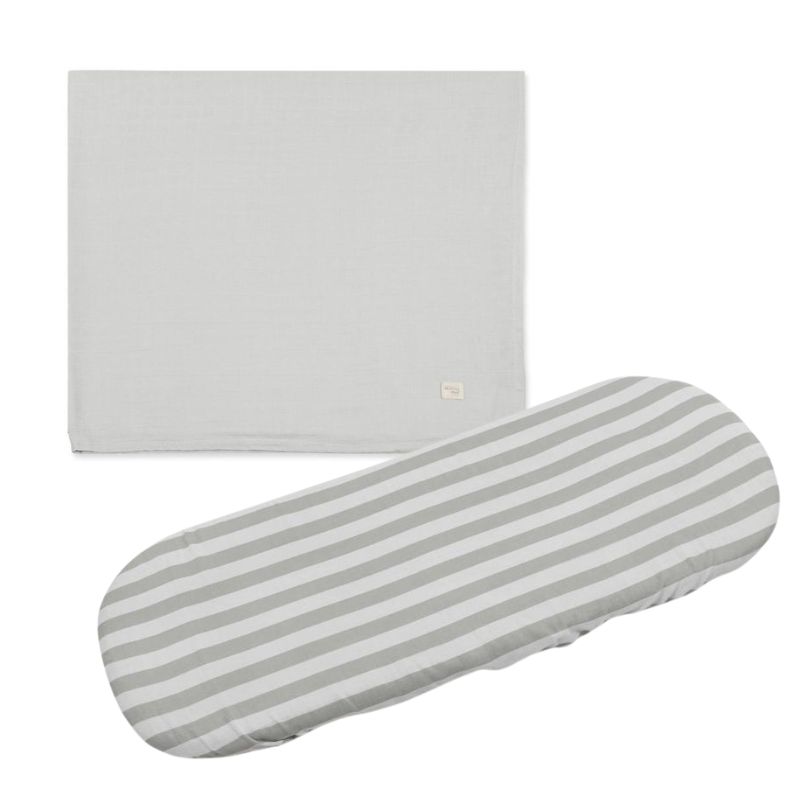 Diseño sin título (1) Set de Sábana bajera ajustable para capazo + muselina Sintra Verde - Imagen 1