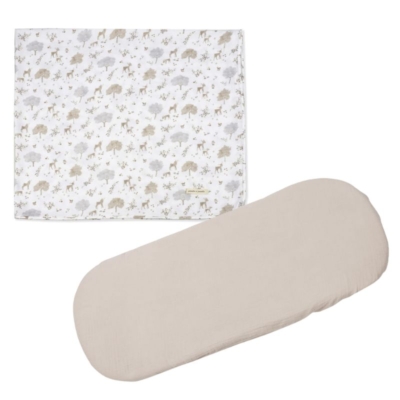 Set de Sábana bajera ajustable para capazo + muselina Nara