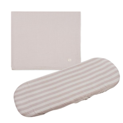 Set de Sábana bajera ajustable para capazo + muselina Sintra Beige