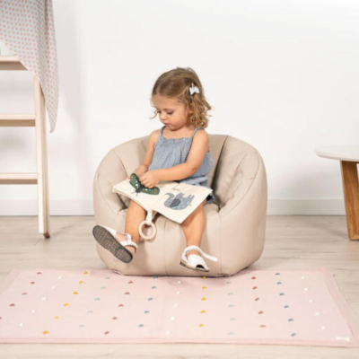 Sillón Puff infantil desenfundable beige - Imagen 2