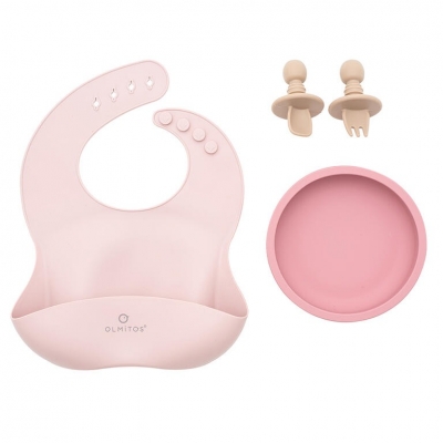 Set de alimentación 4 Piezas de silicona rosa