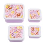 Set de 4 cajitas para alimentos Flores