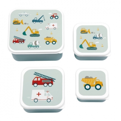 Set de 4 cajitas para alimentos Vehículos