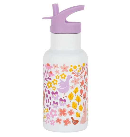 Botella de acero térmica 350ml. Flores