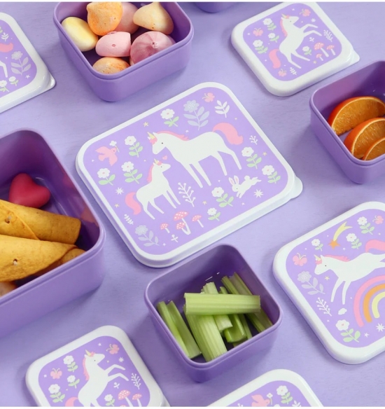 Set de 4 cajitas para alimentos Unicornios - Imagen 2