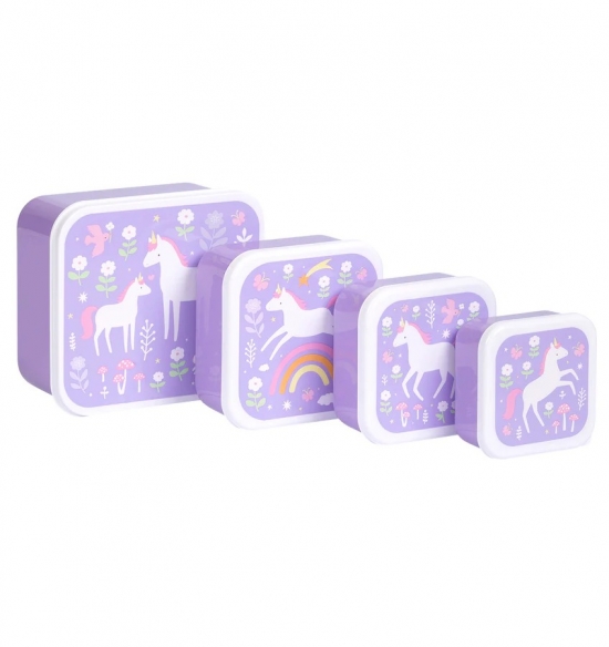 Set de 4 cajitas para alimentos Unicornios - Imagen 3