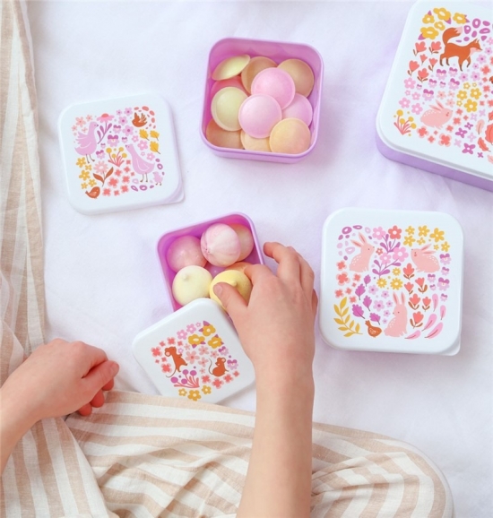 Set de 4 cajitas para alimentos Flores - Imagen 2