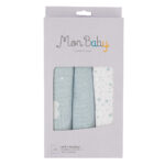 Pack de 3 muselinas de algodón stars azul