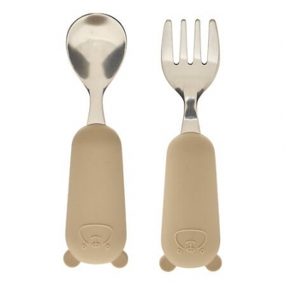Set de cubiertos cuchara y tenedor Yum beige