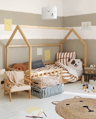 Funda nórdica infantil de cama Rayas Beige - Imagen 4