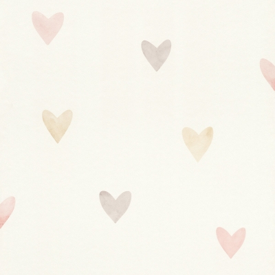 Papel pintado corazones pastel rosa