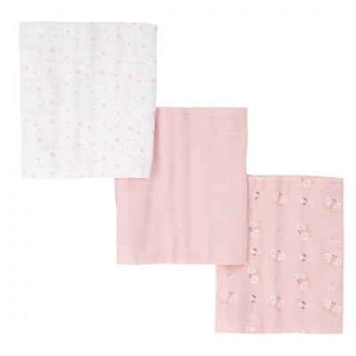 Pack de 3 muselinas de algodón stars rosa - Imagen 2