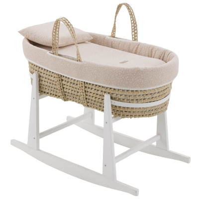 Moisés con patas madera blanco Rustic rosa