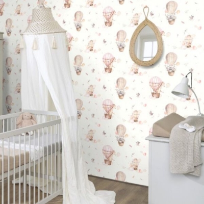 Papel pintado animales en globo rosa - Imagen 2