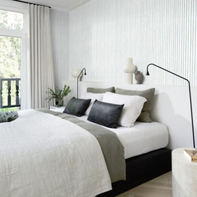 Papel pintado rayas acuarela azul - Imagen 2