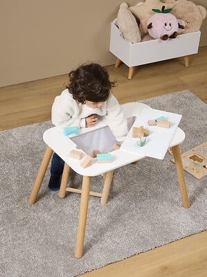 Mesa de juegos 2 en 1 con bloques de construcción - Imagen 2